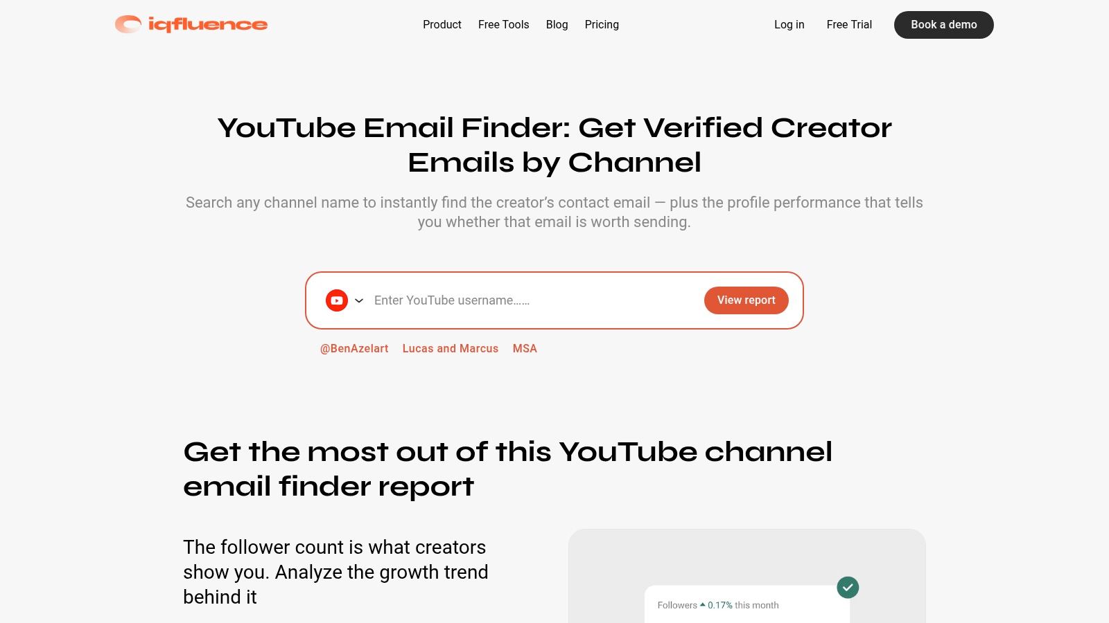 Screenshot from https://iqfluence.io/public/youtube-email-finder