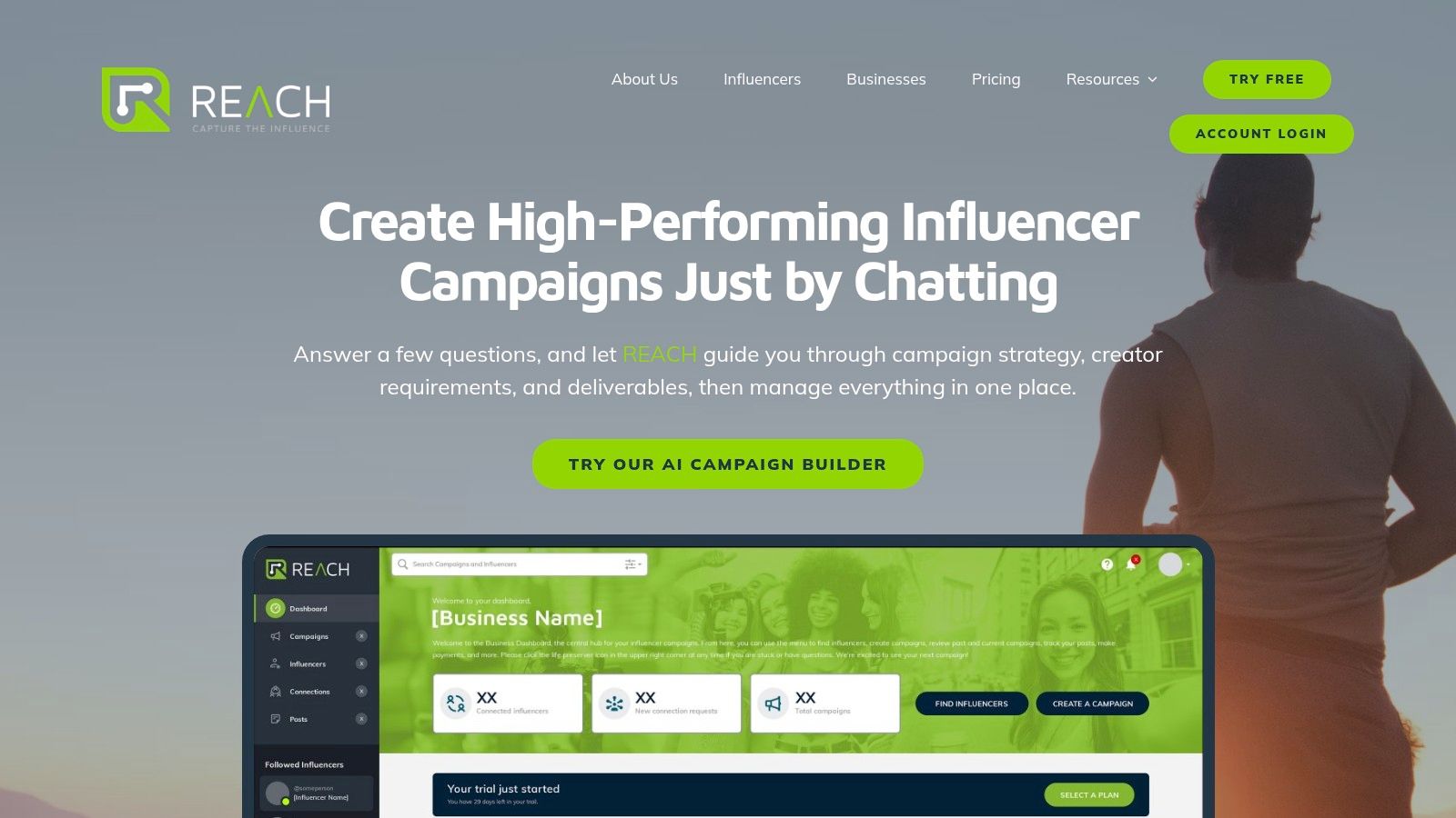 Screenshot from https://reach-influencers.com